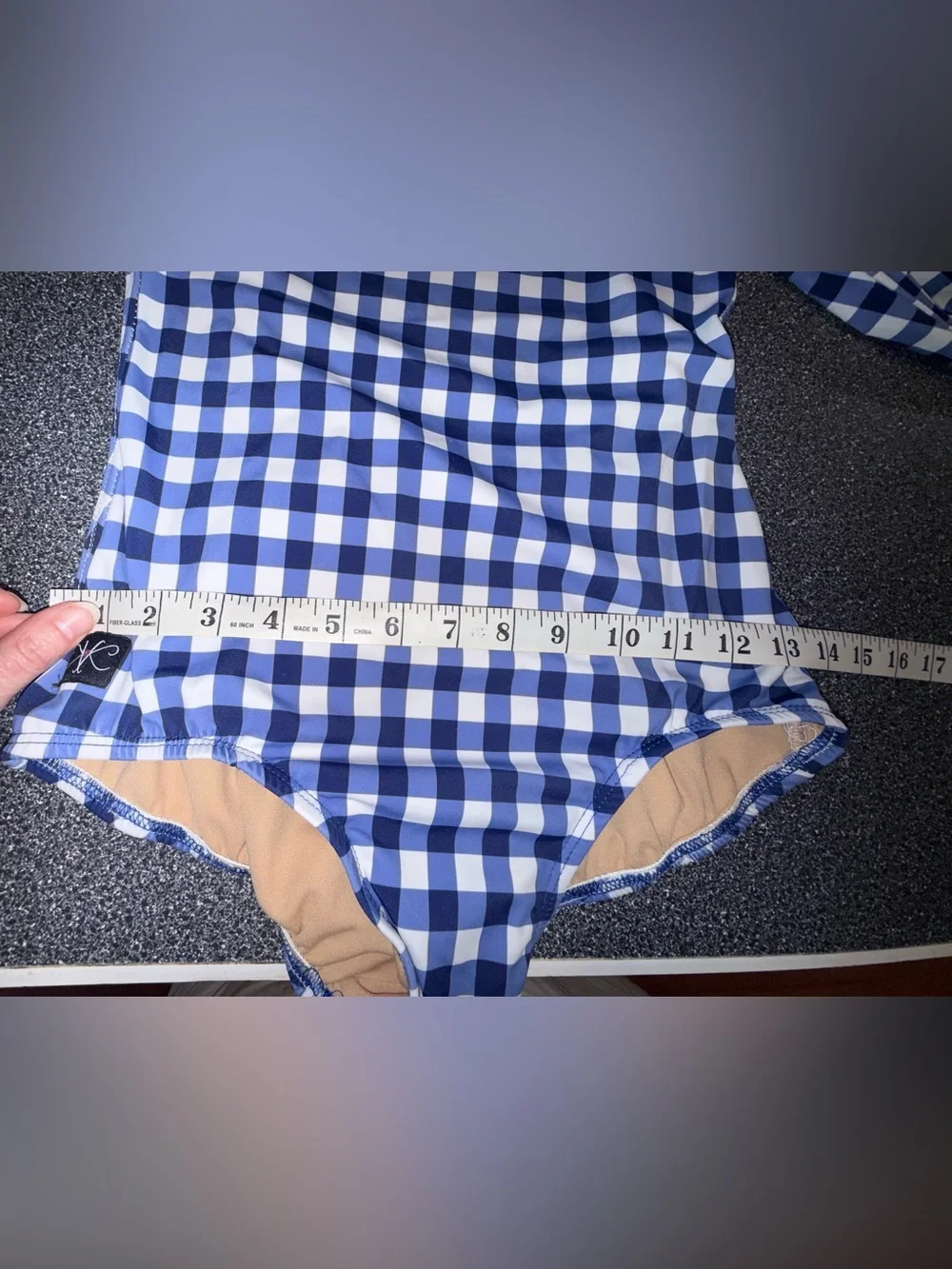 Kandi Kouture Dance Leotard Blue & White Gingham Long-Sleeve Size Adult Small